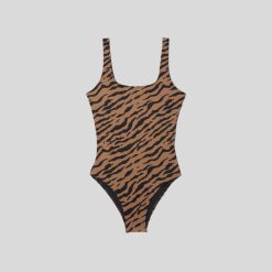 Alternative view of The Square-Neck One-Piece | Tiger Stripe Toasted Coconut