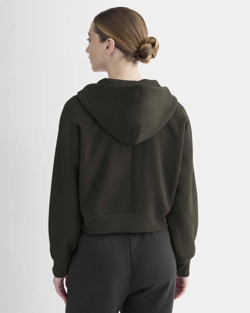 Luxe Fleece Full-Zip Cropped Hoodie | Black - Image 5
