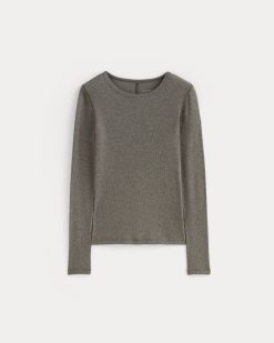 Alternative view of The Luxe Rib Long-Sleeve Crew | Washed Heathered Fatigue