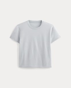 Alternative view of The Box-Cut Tee in Essential Cotton | Air Blue | No Pocket