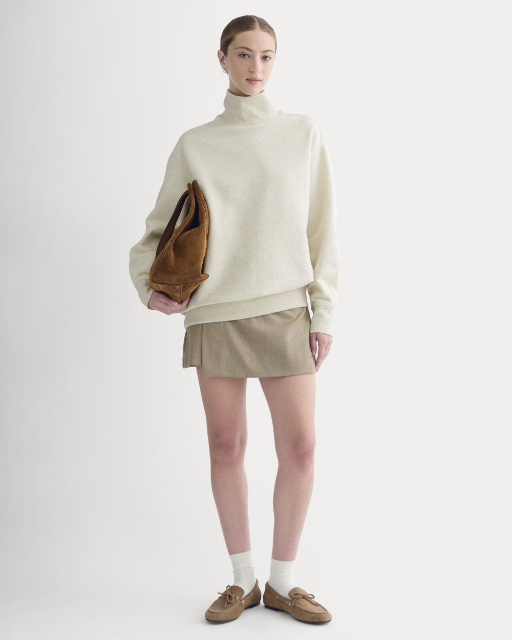 Luxe Fleece Turtleneck | Heathered Oat - Image 3