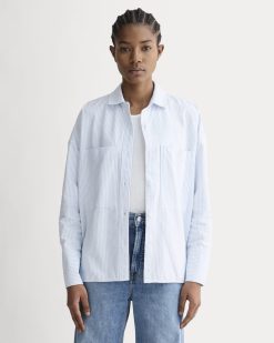 The Boxy Oxford | White / Blue