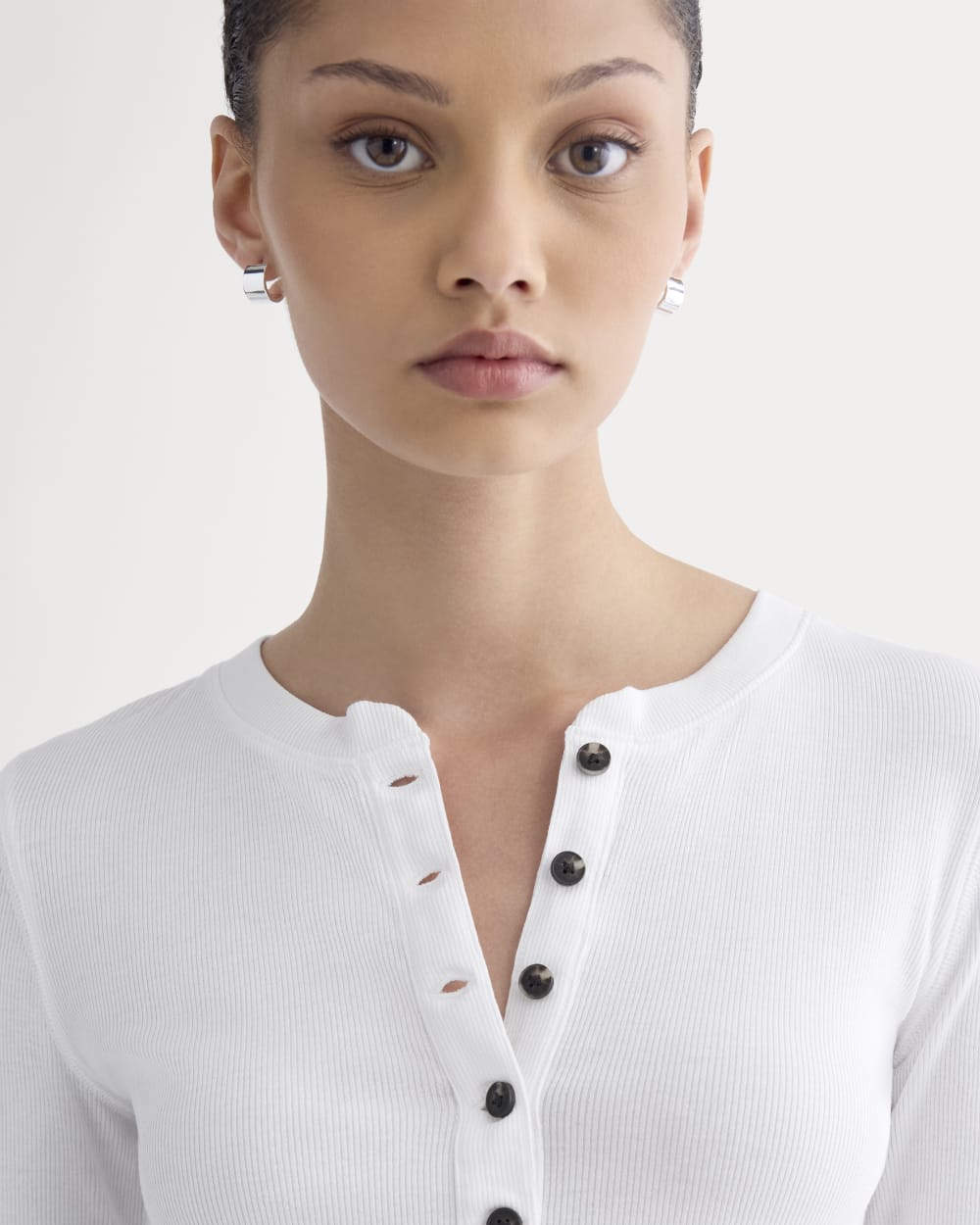 The Luxe Rib Henley | White - Image 4