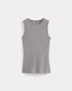 Alternative view of Luxe Rib Side Snap Tank | Heathered Light Grey