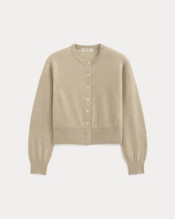 Alternative view of Cashmere Cropped Cardigan | Heather Light Camel