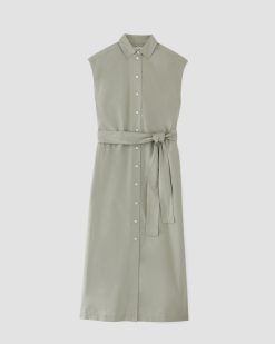 Alternative view of The Supima® Cotton Short-Sleeve Shirt Dress | Sage Green