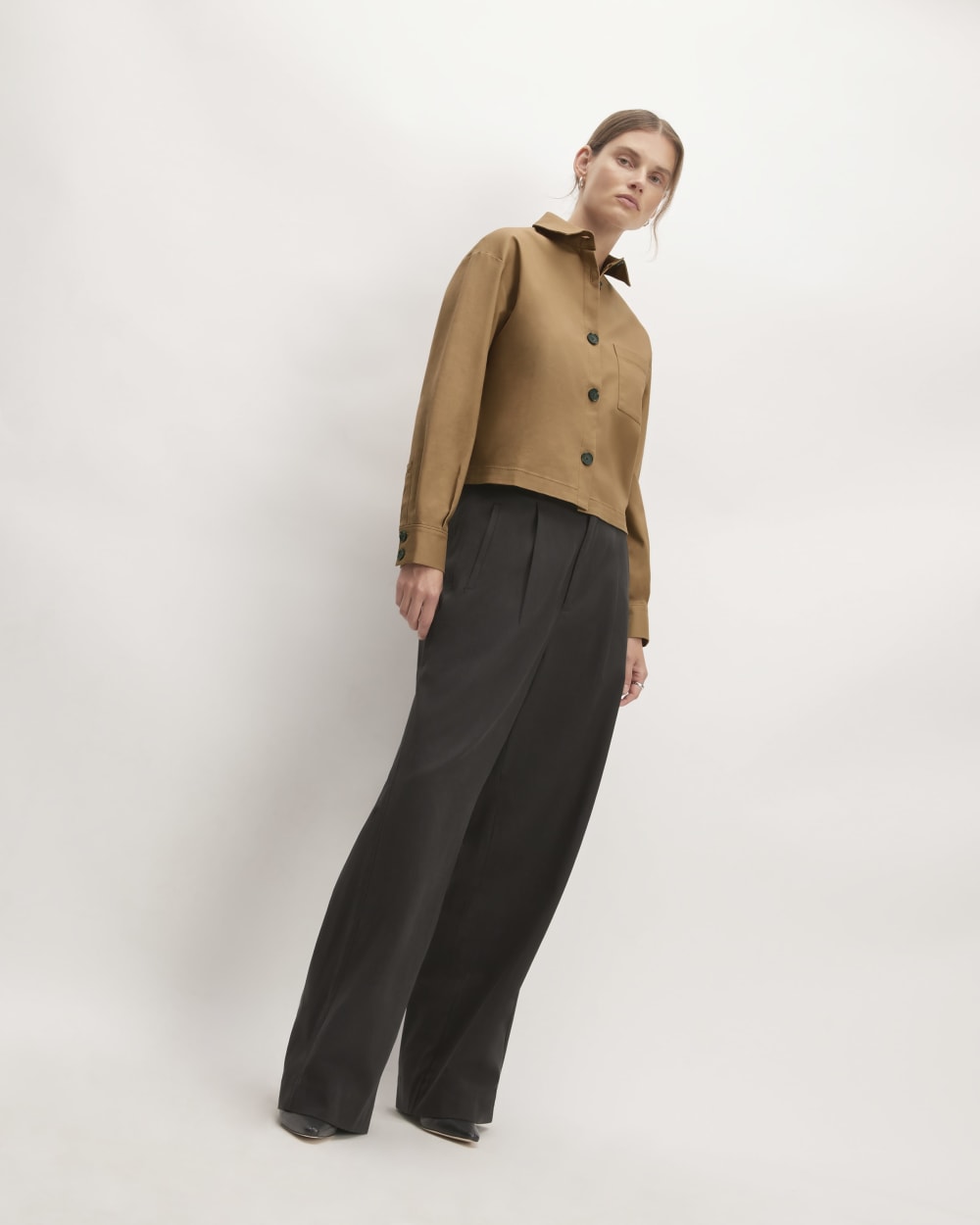 The Structured Cotton Cropped Shirt | Toasted Coconut - Image 3