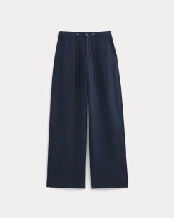 Alternative view of Wide-Leg Drawstring Pant in Linen | Navy