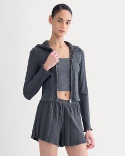 Lounge Rib Hoodie | Heathered Soot