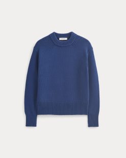 Alternative view of Oversized Cocoon Crew in Elevated Cotton | Estate Blue