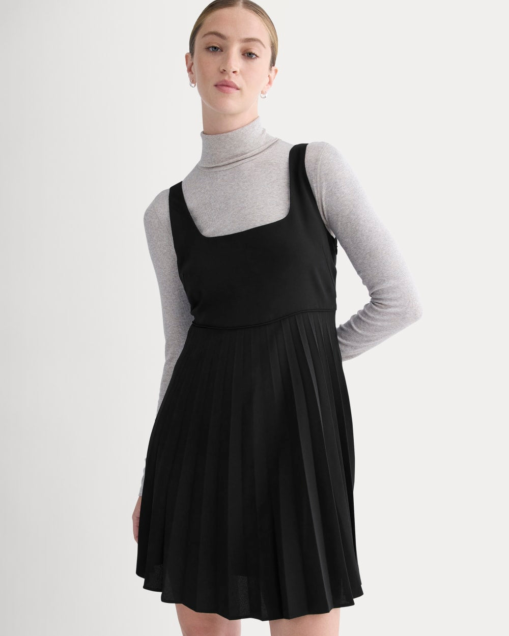 Drapey Crepe Mini Dress | Black - Image 3