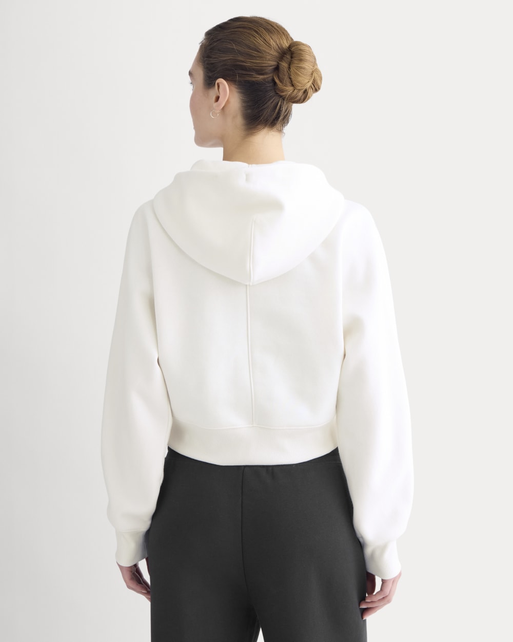 Luxe Fleece Full-Zip Cropped Hoodie | Bone - Image 5