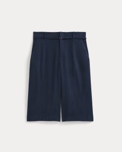 Alternative view of Long Tailored Short in Stretch Linen | Navy