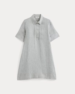 Alternative view of Mini Popover Shirtdress in Linen | Agave / Bone