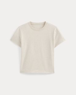 Alternative view of The Box-Cut Tee in Essential Cotton | Heathered Oats | No Pocket