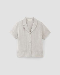 Alternative view of The Notch Shirt in Linen | Stone / White