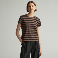 The Box-Cut Tee in Essential Cotton | Chocolate Brown / Black | No Pocket