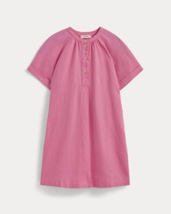 Alternative view of The Popover Dress in Linen | Deep Pink