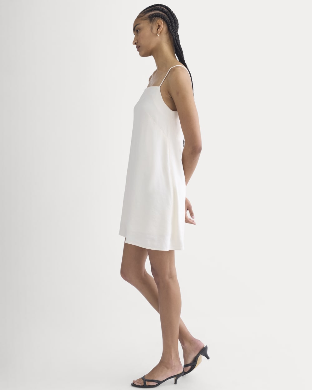 Mini Shift Dress in Stretch Linen | Bone - Image 5