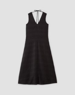 Alternative view of The Linen Eyelet Maxi Dress | Black Eyelet