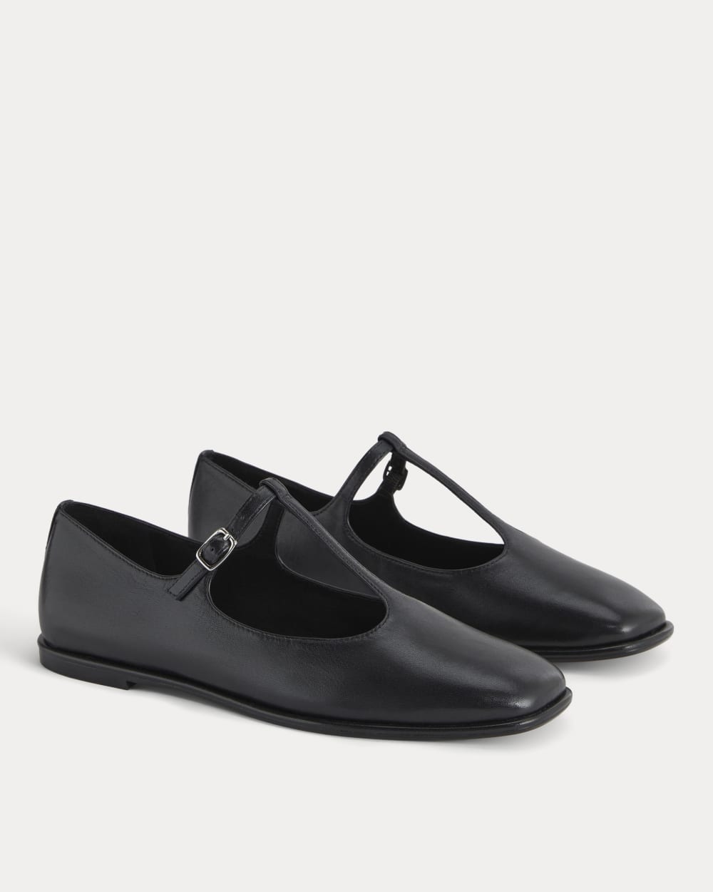 The Leather T-Strap Flat | Black - Image 2