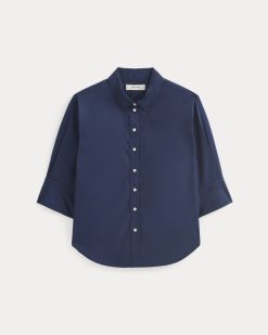 Alternative view of Cuff Detail Shirt in Lightweight Cotton | Navy