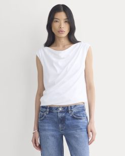 Boatneck Twisted Top in Essential Cotton | White