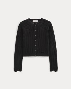Alternative view of Lace-Knit Cardigan | Black