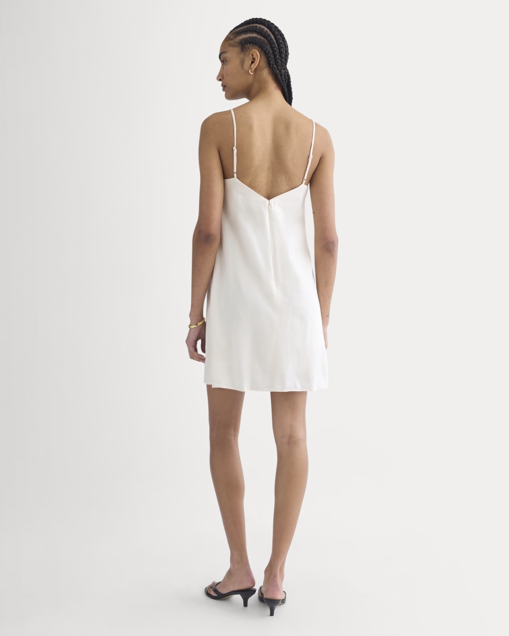Mini Shift Dress in Stretch Linen | Bone - Image 6
