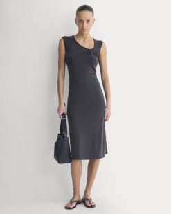 Knit Asymmetrical Midi Dress | Black