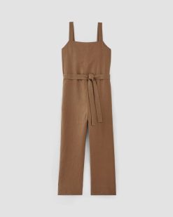 Alternative view of The Linen Side-Button Jumpsuit | Carob Brown