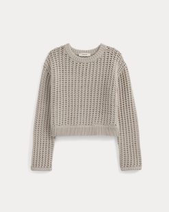 Alternative view of Open-Knit Crew in Elevated Cotton | Peyote