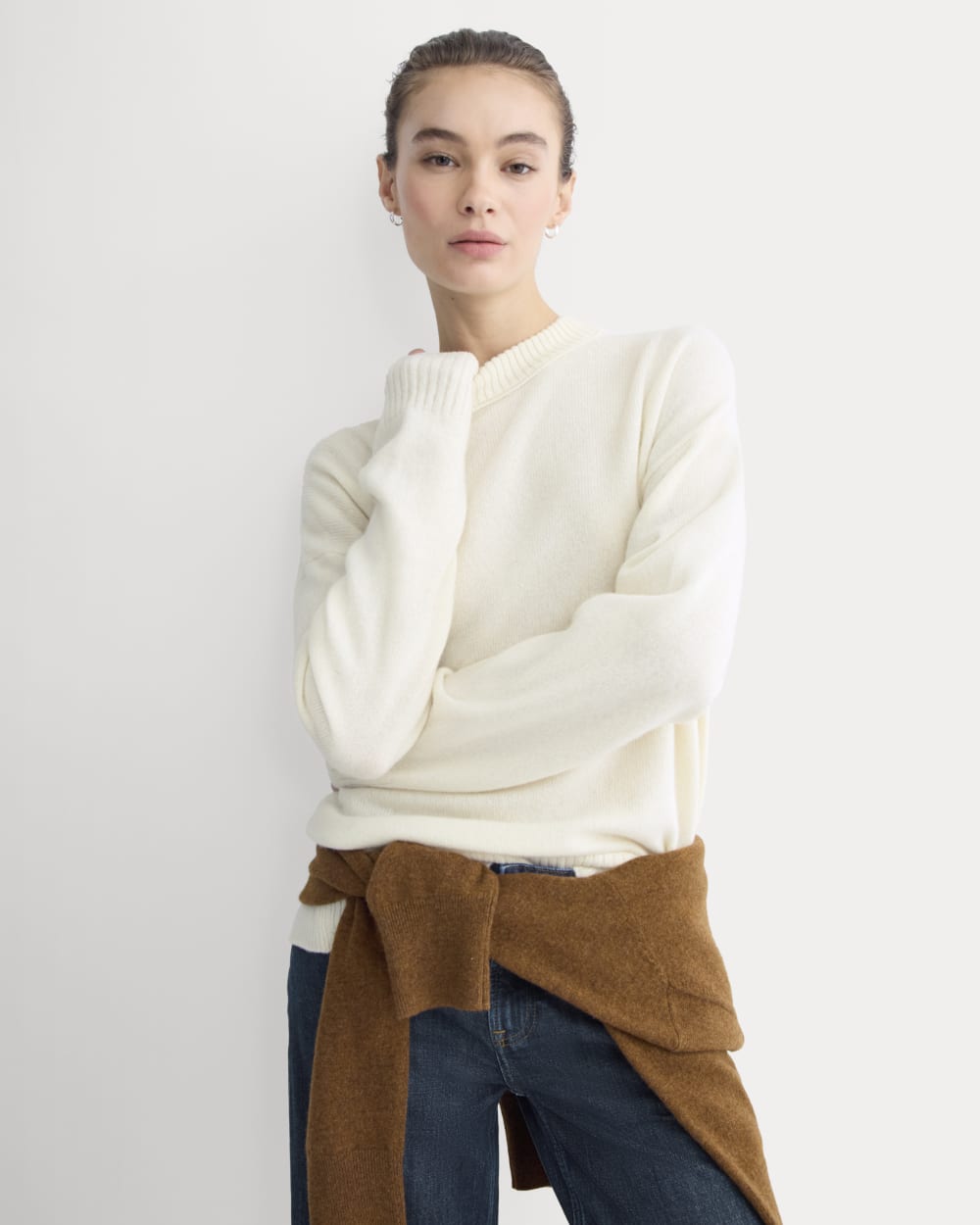Cashmere Boyfriend Sweater | Snow - Image 4