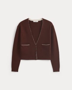Alternative view of Deep V-Neck Cardigan in Cotton Merino | Whipped Cream