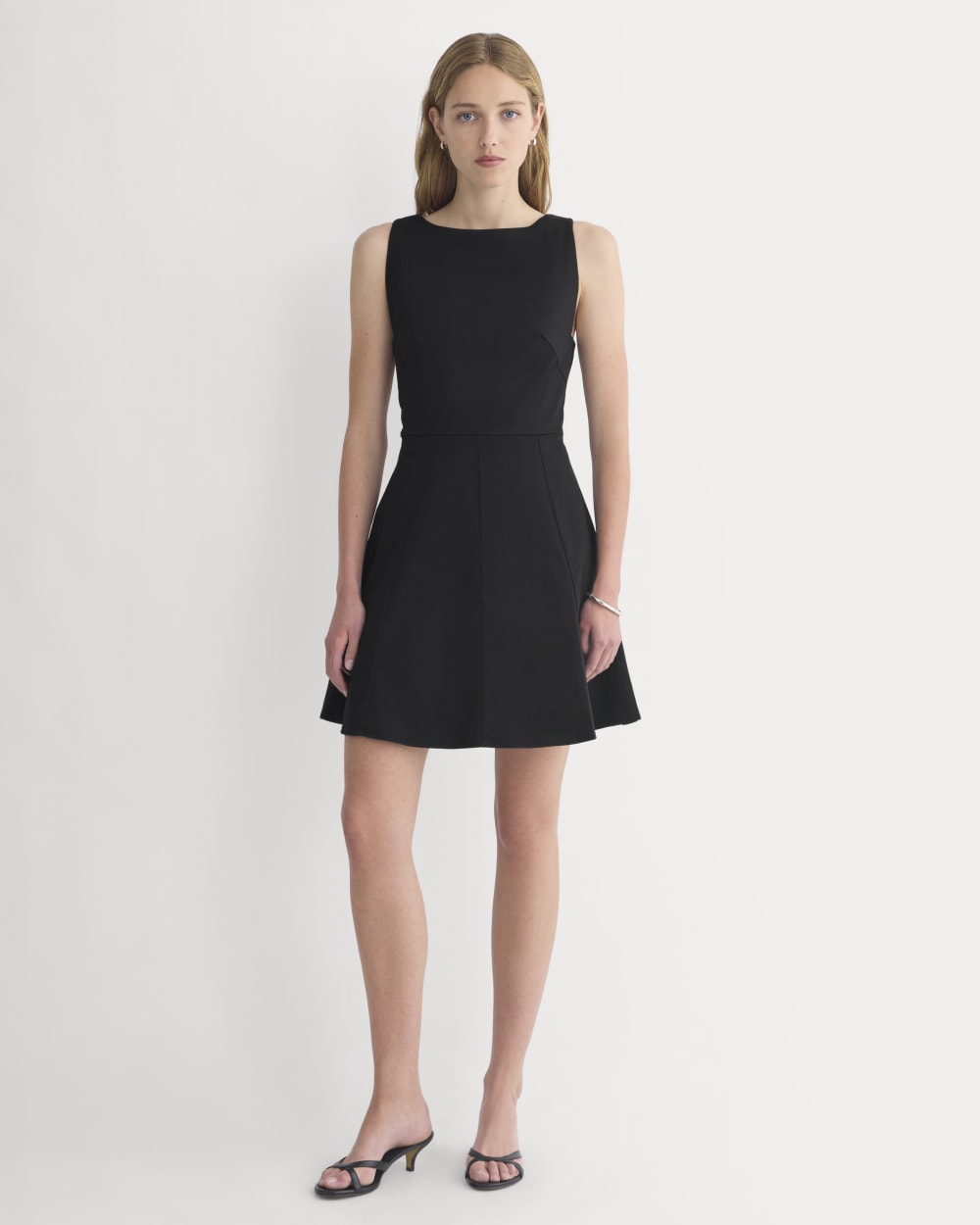 Seamed Open-Back Mini Dress | Black