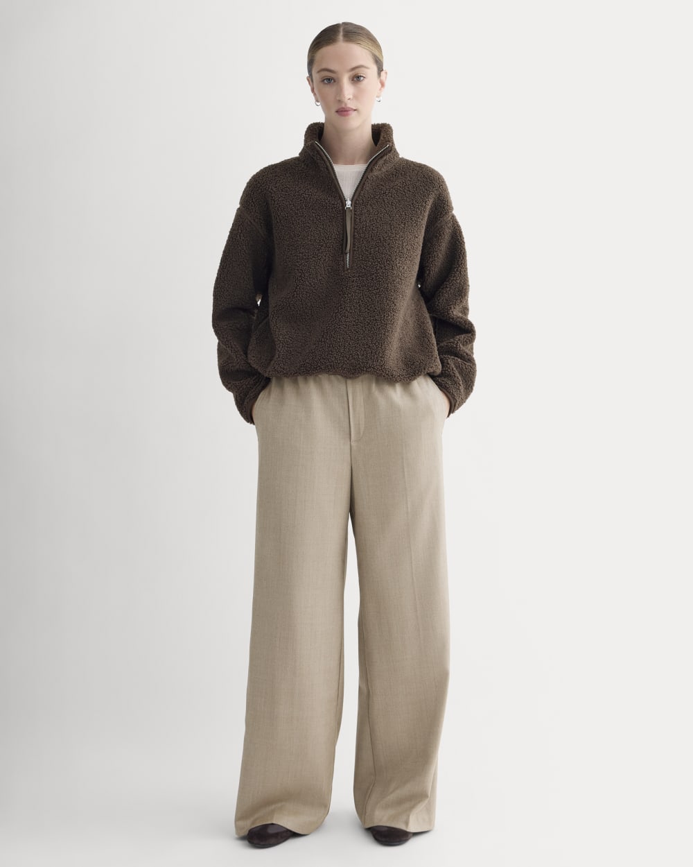 Reversible Teddy Half-Zip Pullover | Coffee Bean - Image 3