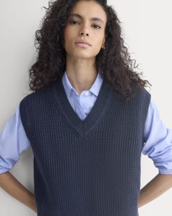 Ribbed V-Neck Vest in Everyday Cotton | Navy