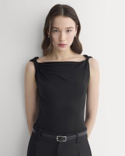 Cowl Neck Twist Tank in Butterluxe | Black
