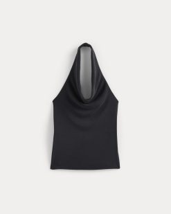 Alternative view of Halter Cowlneck Top in Butterknit | Black