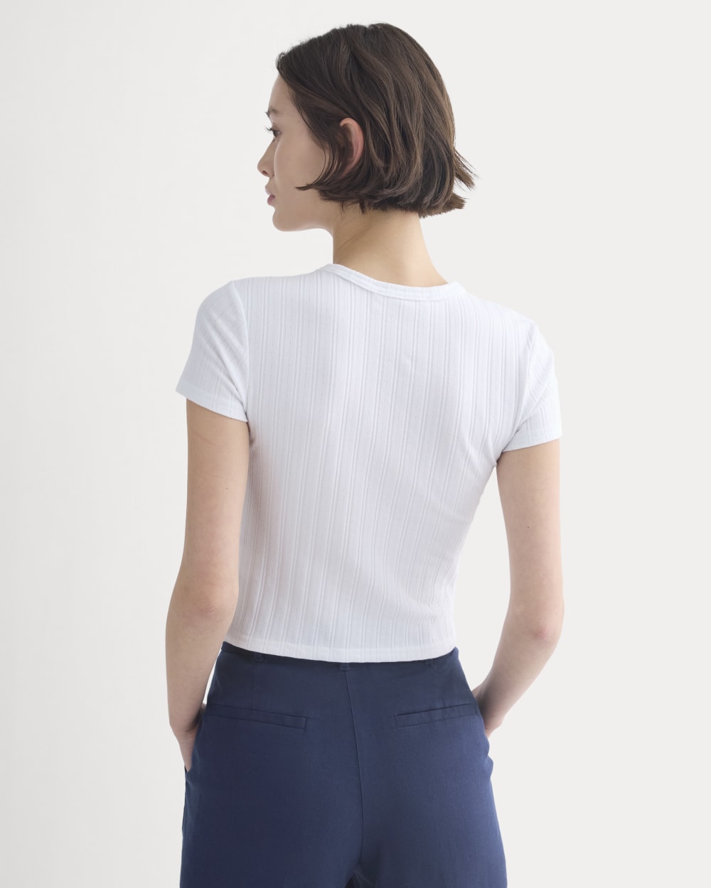 Cropped Crew in Pointelle | White - Image 5