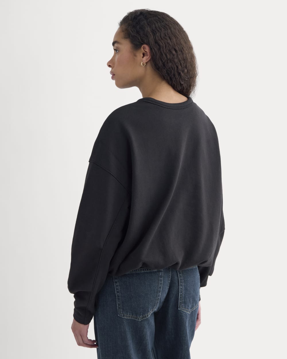 Lightweight Terry Bubble Sweatshirt | Black - Image 4