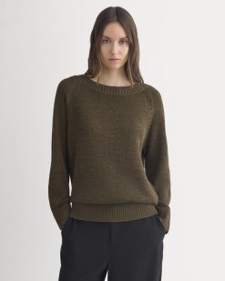 Wide-Neck Crew Sweater in Tape Yarn | Beech