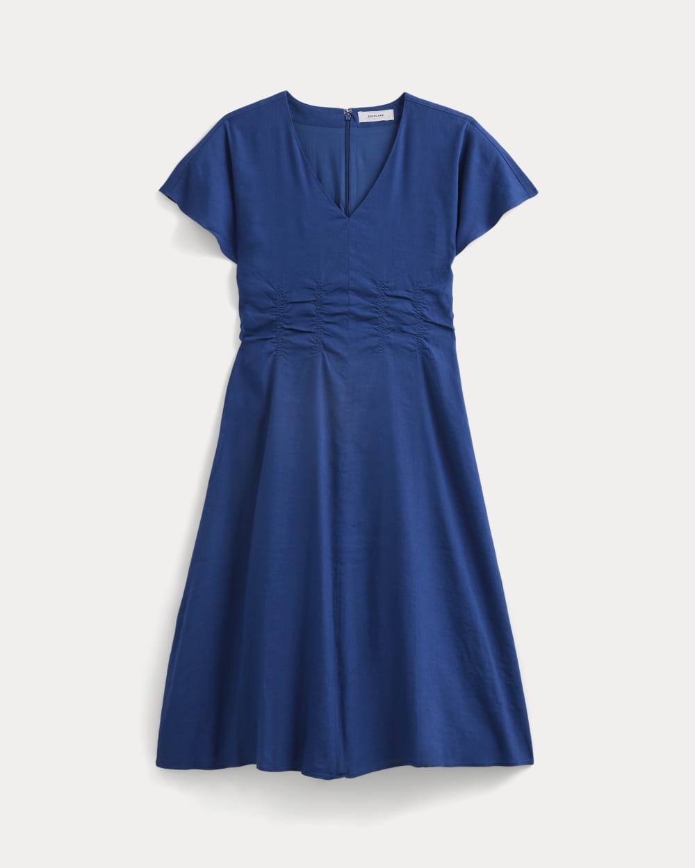 Cinched Dress in Stretch Linen | Estate Blue - Image 2