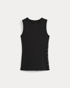 Alternative view of Luxe Rib Side Snap Tank | Black
