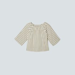 The Seersucker Gathered Tee | Nutria / Off-White