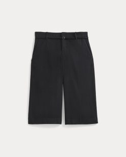 Alternative view of Long Tailored Short in Stretch Linen | Black