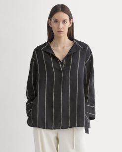 Popover Shirt in Linen | Black