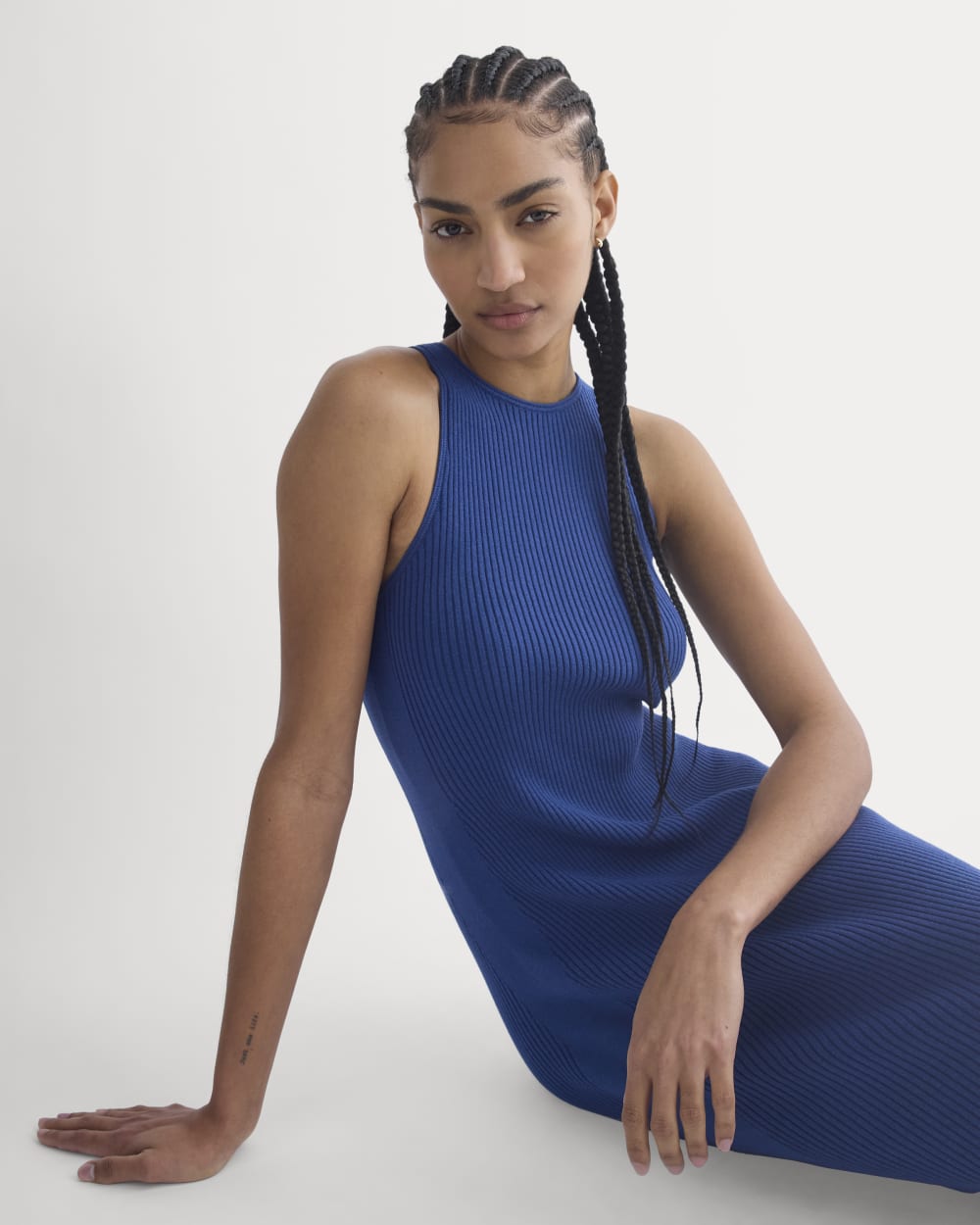 Cutaway Ribbed Midi Dress | Estate Blue - Image 5