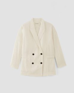 Alternative view of The Linen Double Breasted Blazer | Bone