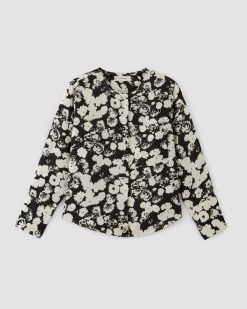 Alternative view of The Popover Shirt in Linen | Black / Bone Floral